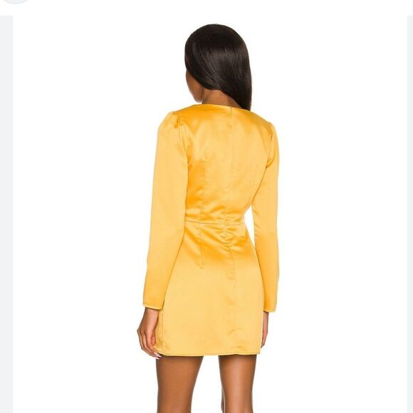 NWT More To Come Jewel Deep V Dress Marigold yellow mini Revolve XS - Picture 2 of 7